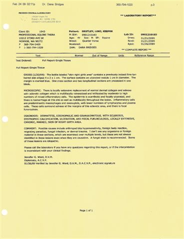 Keepers lab results
