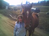 My daughter Alisha taking P.J. for a walk 2 days before having her foal!